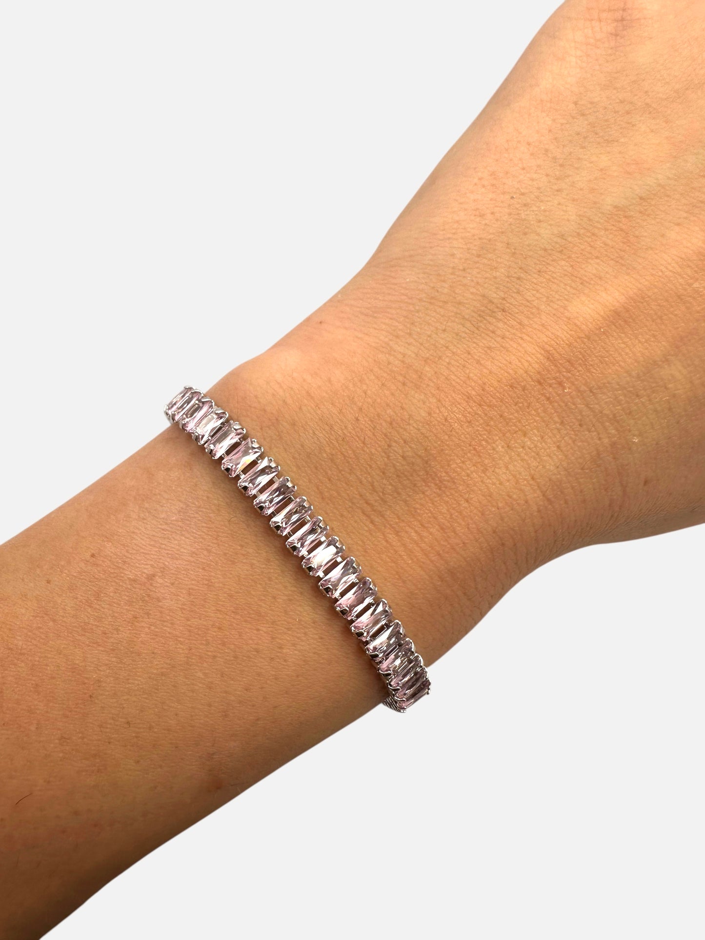 Bracciale Tennis Baguette Rosa