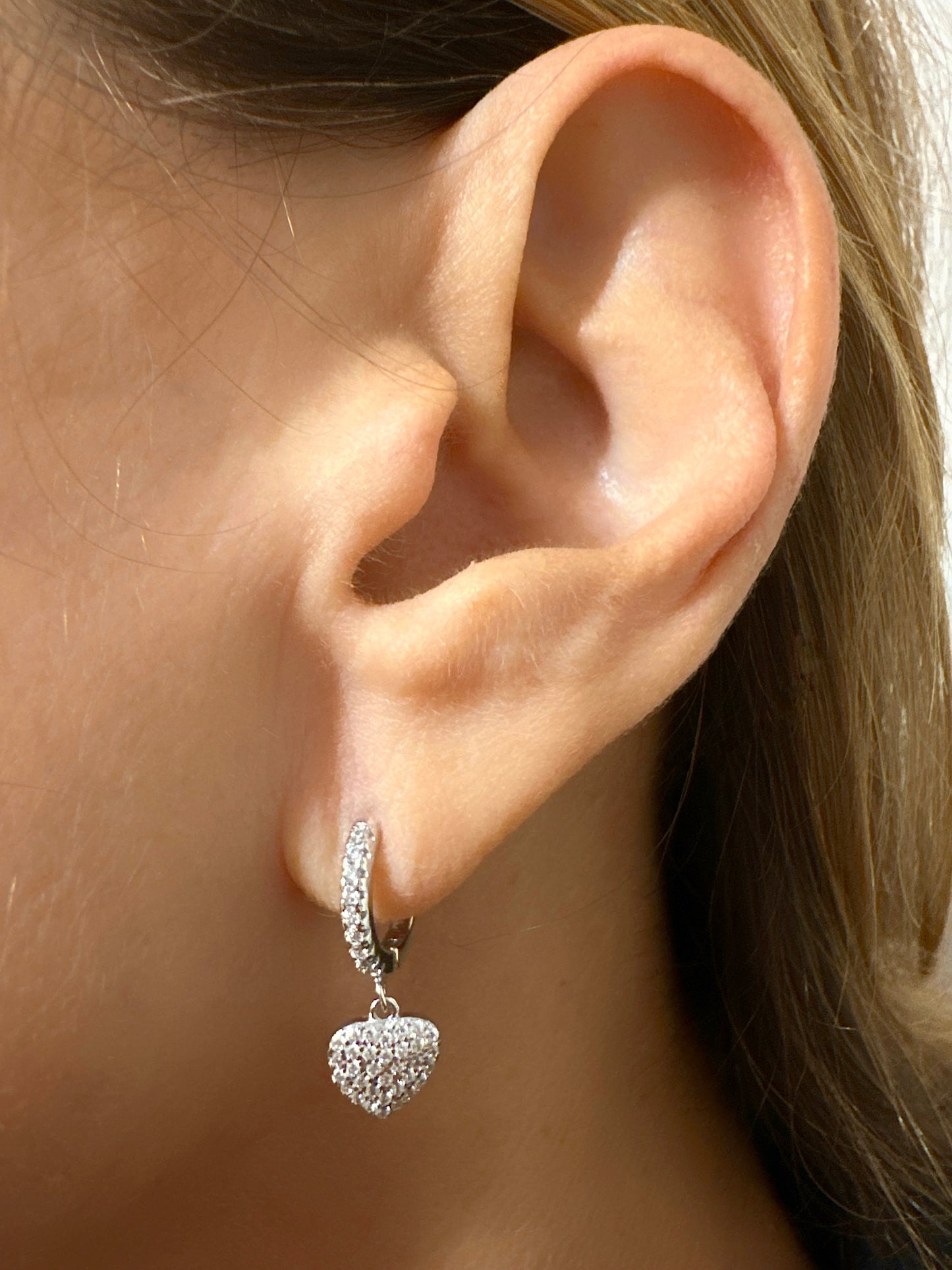 Orecchini Cerchio Pendente Cuore