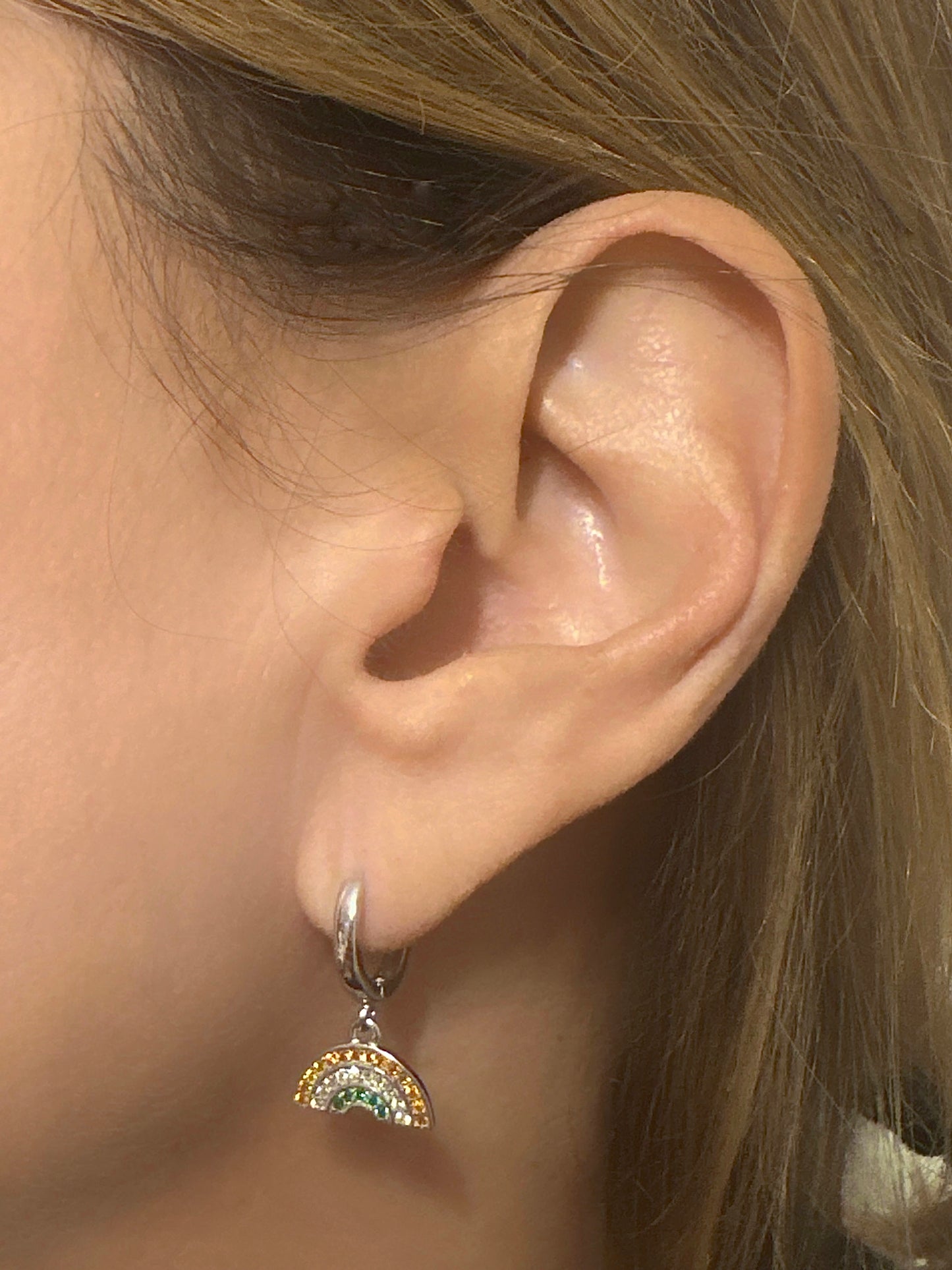 Orecchini Cerchio Pendente Arcobaleno