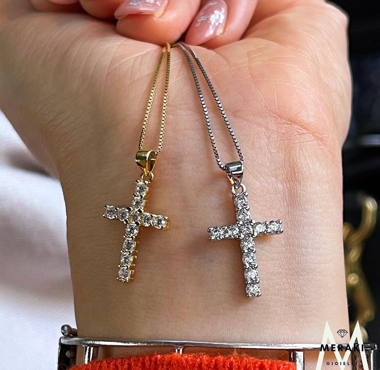 Collana Croce Brill 11zirconi