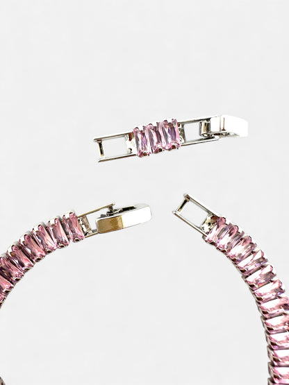 Bracciale Tennis Baguette Rosa