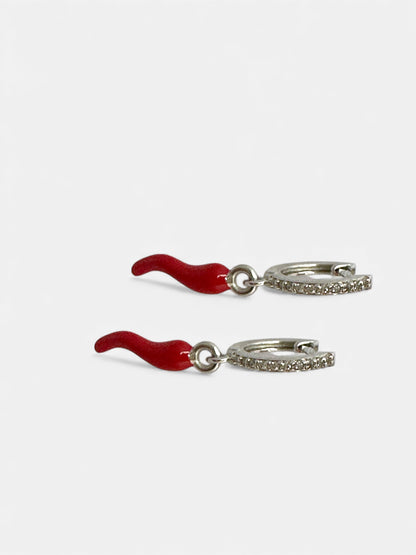 Orecchini Cerchio Pendente Corno