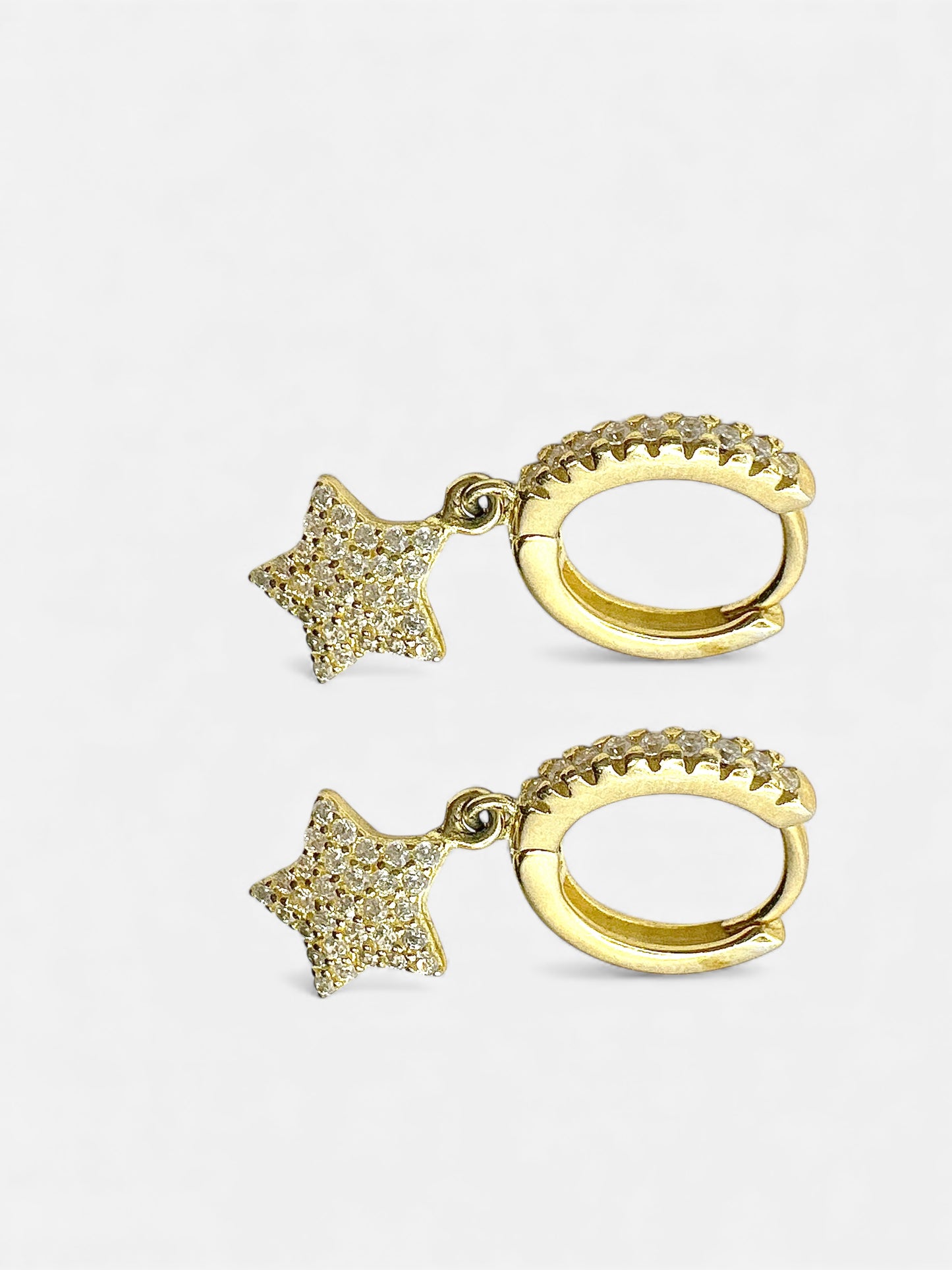 Orecchini Cerchio Pendente Stella Gold