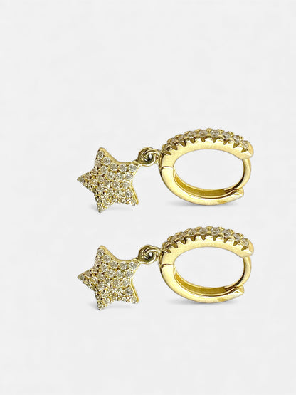 Orecchini Cerchio Pendente Stella Gold