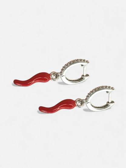 Orecchini Cerchio Pendente Corno