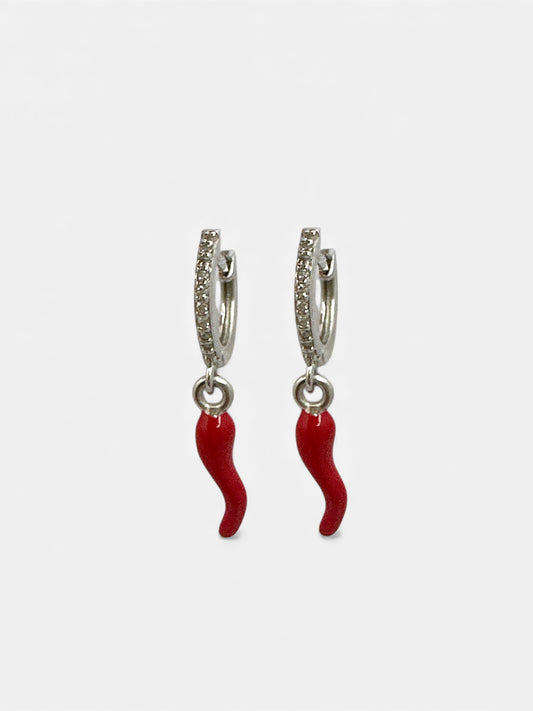 Orecchini Cerchio Pendente Corno