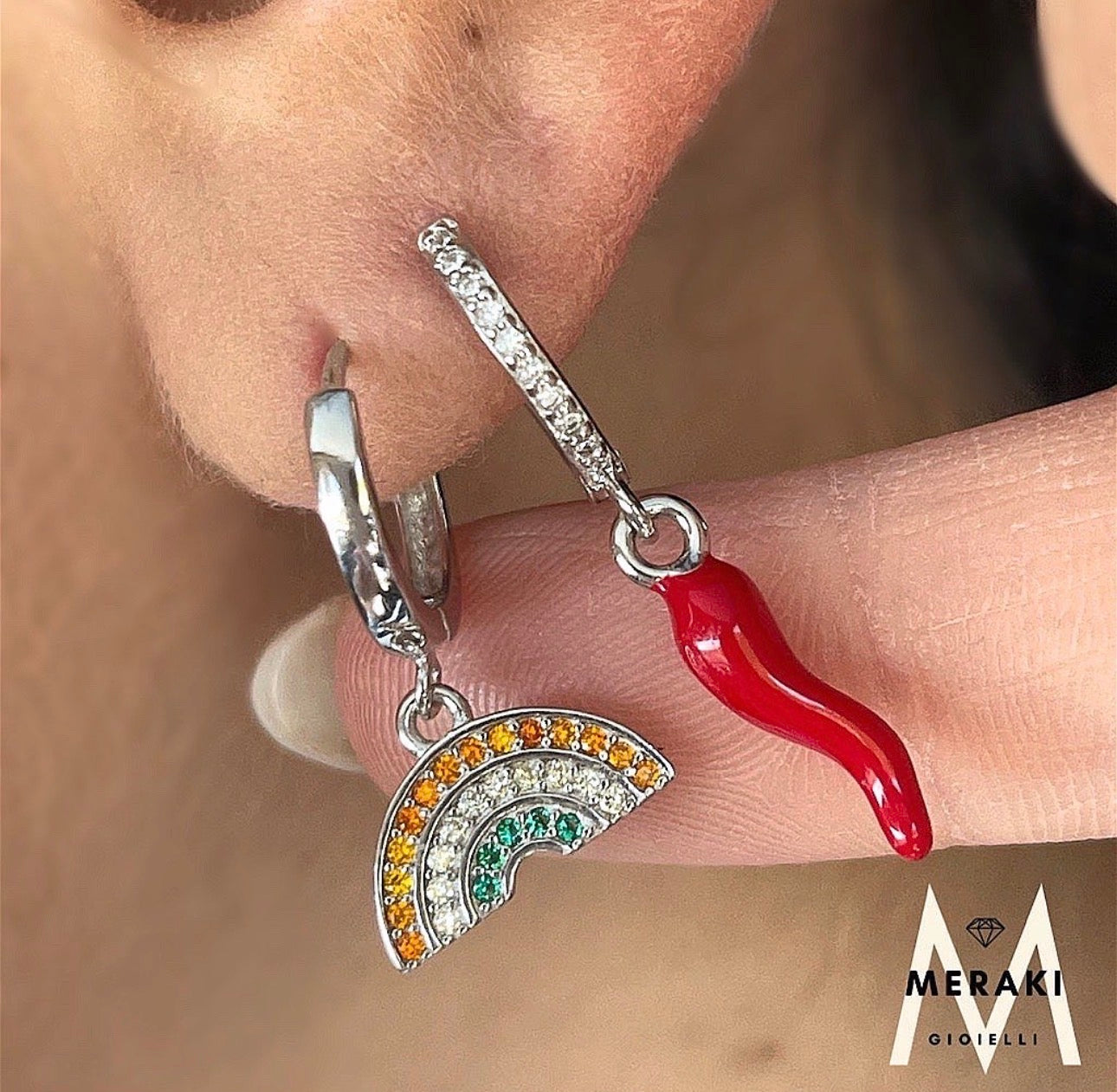 Orecchini Cerchietto ArcobalenoCorno Brill