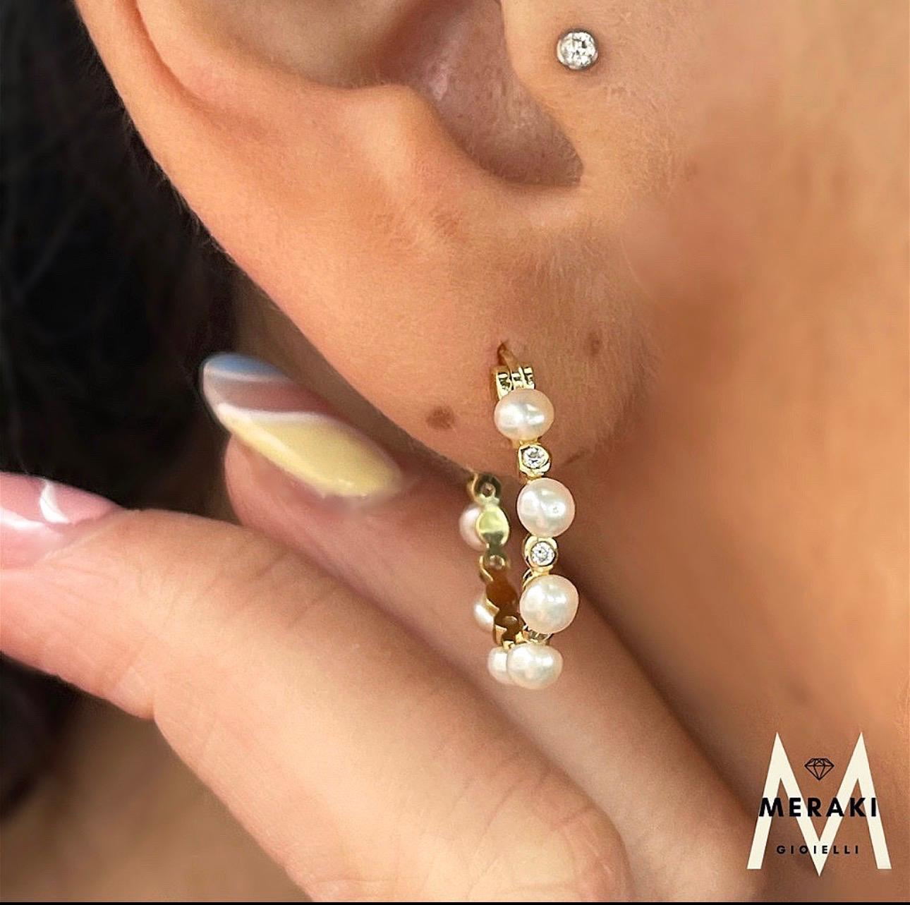 Orecchini Cerchietto Perle Gold