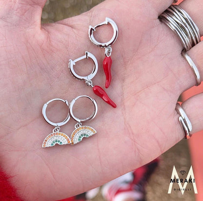 Orecchini Cerchietto ArcobalenoCorno Brill