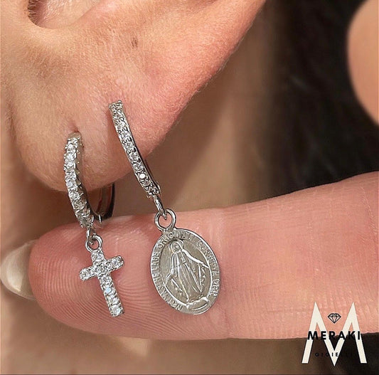 Orecchini Cerchietto CroceMadonnina Brill