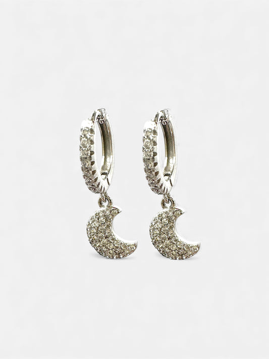 Orecchini Cerchio Pendente Luna